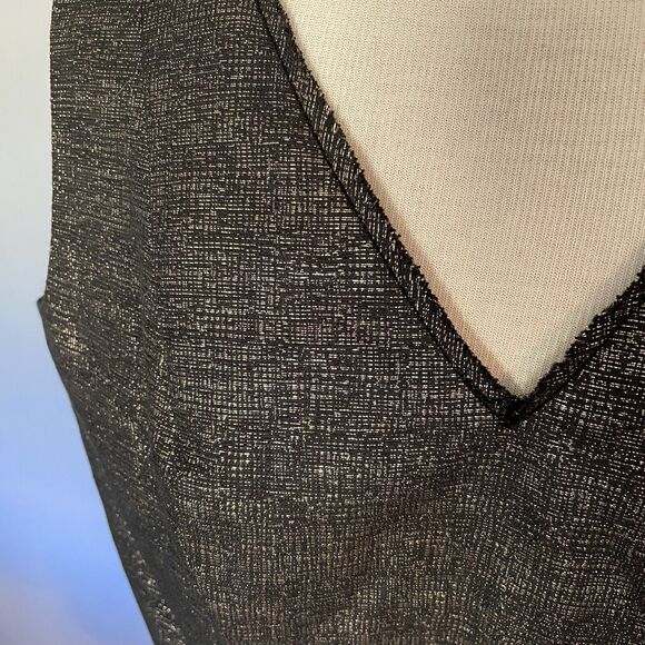 NWT Tahari Blouse XL Peplum Top Metalic Black Gold Holiday Party Date Wedding - Picture 12 of 15